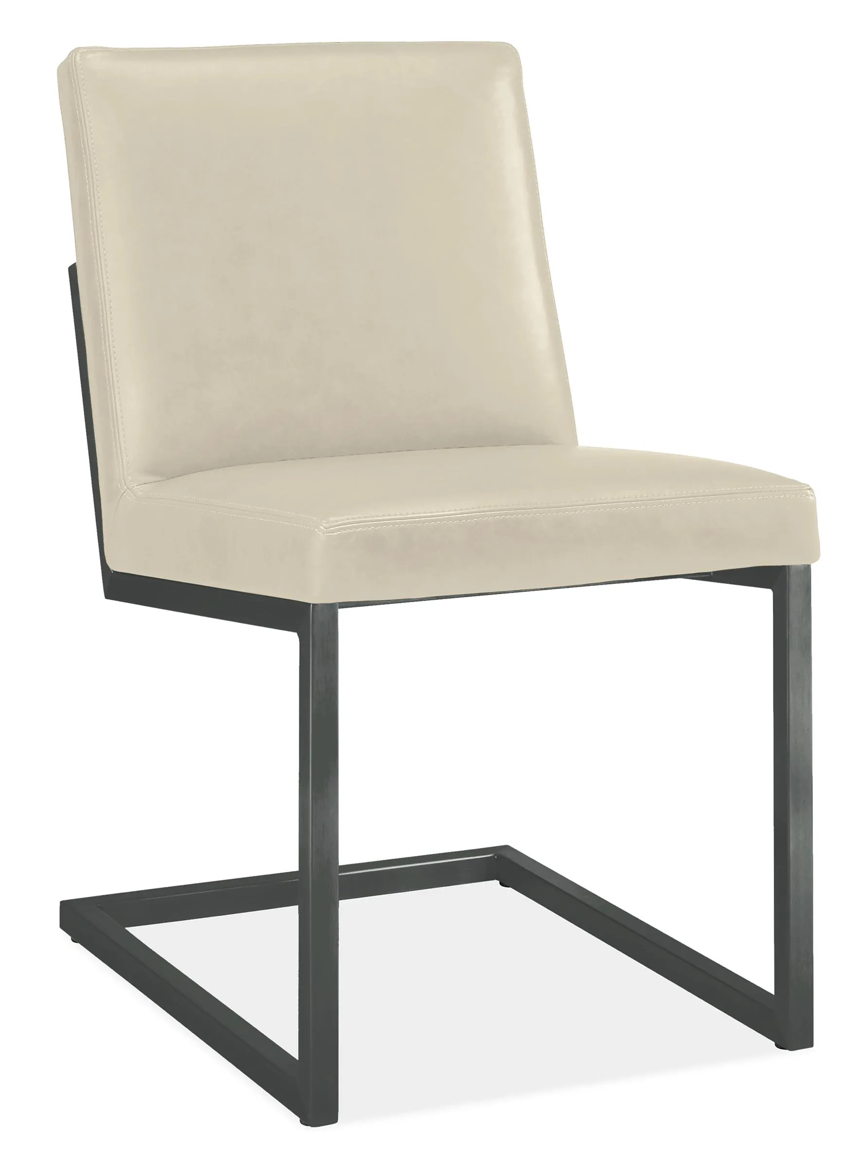 Lira Side Chair in Urbino Ivory Leather with Graphite Frame
