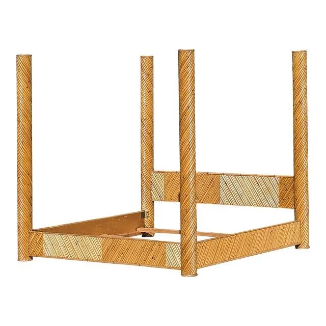 Monumental King Sized Poster Pencil Reed Bed Frame by Marcello Mioni, C1970s