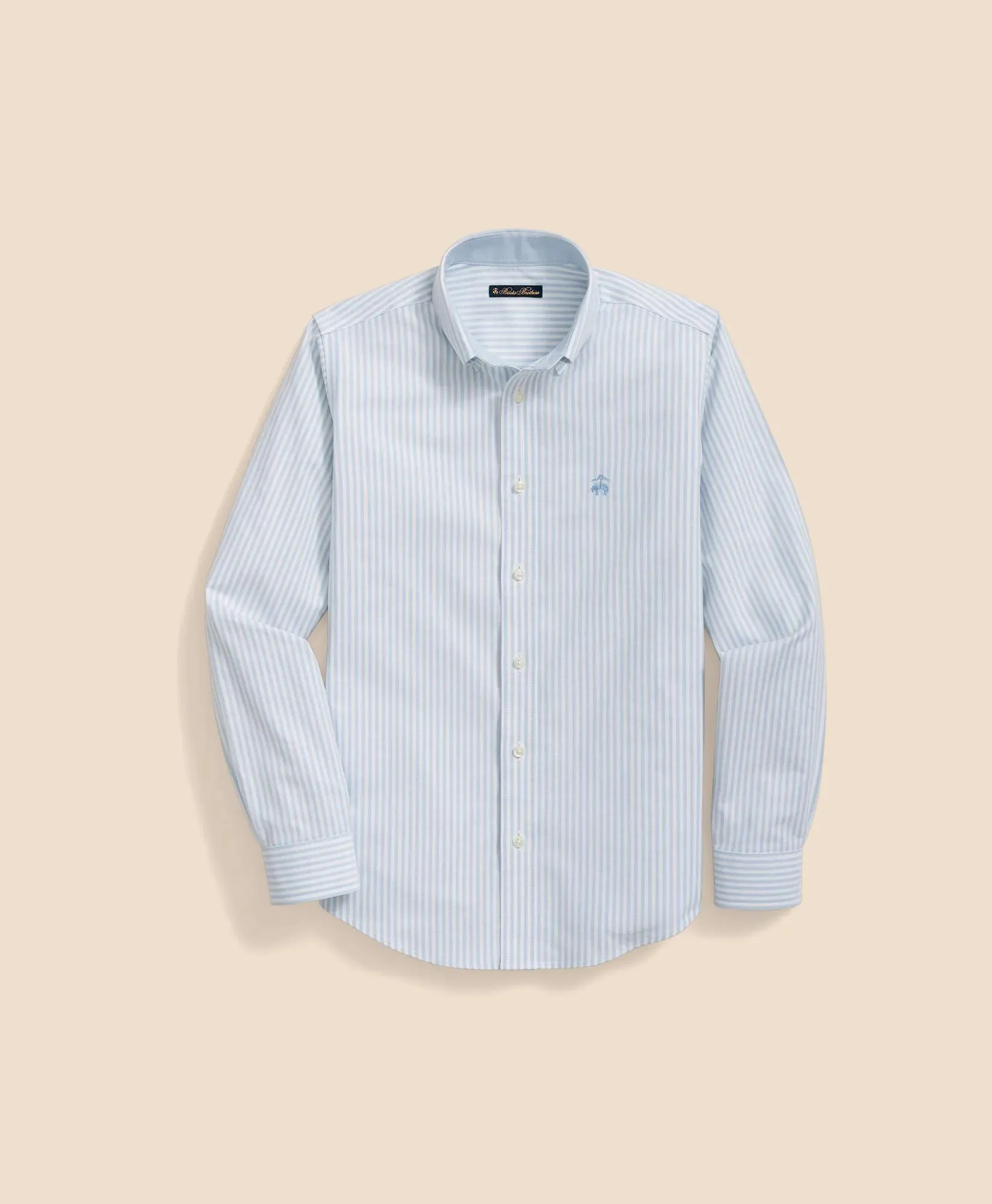 Boys Non-Iron Stretch Cotton Striped Oxford Sport Shirt