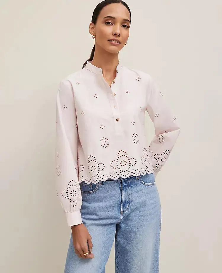 Scalloped Cutout Blouse