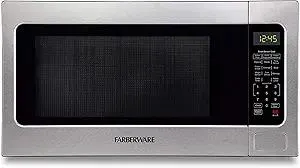 Farberware 1100 Watts Countertop Microwave Oven with Smart Sensor, LED Lighting, Child Lock-for Apartments and Dorms, 2.2 Cu. Ft, Stainless Steel