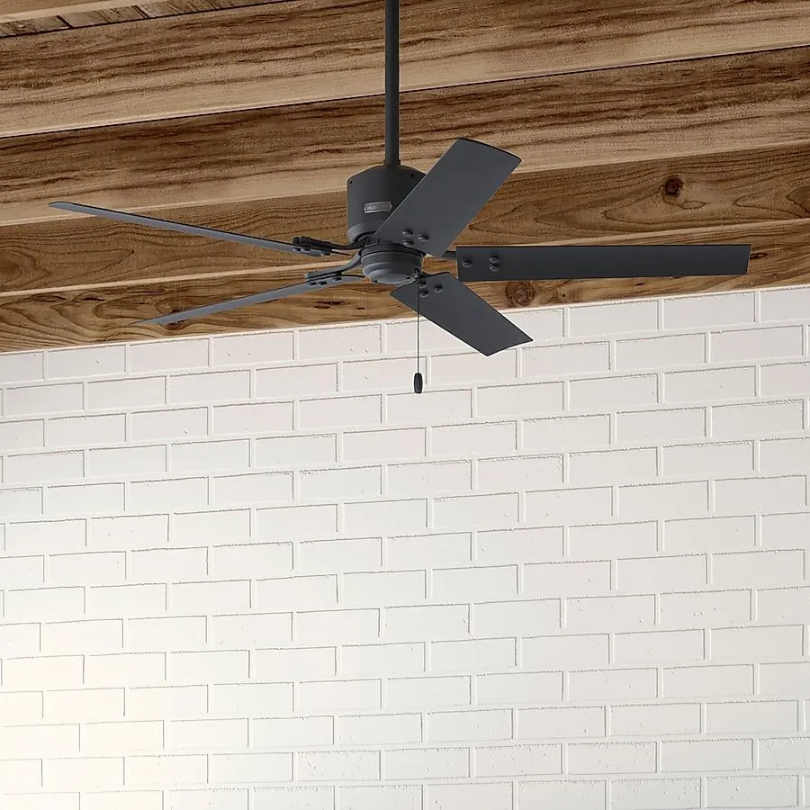 Hunter Windbound 52-in Outdoor Matte Black with Matte Black Blades Ceiling Fan Without Light 5 -Blade )