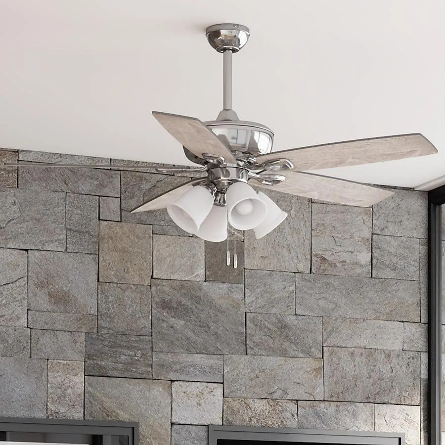 Harbor Breeze Notus 52-in Brushed Nickel with Driftwood/Sienna Blades Ceiling Fan With Light ( 5 -Blade )