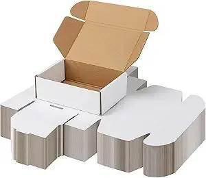 PHAREGE 6x4x2 Inch Shipping Boxes 50 Pack White, Tab Lock Tuck Top Mailer Boxes for Packaging Small Business, Cardboard Gift Boxes for Wrapping Mailing Present