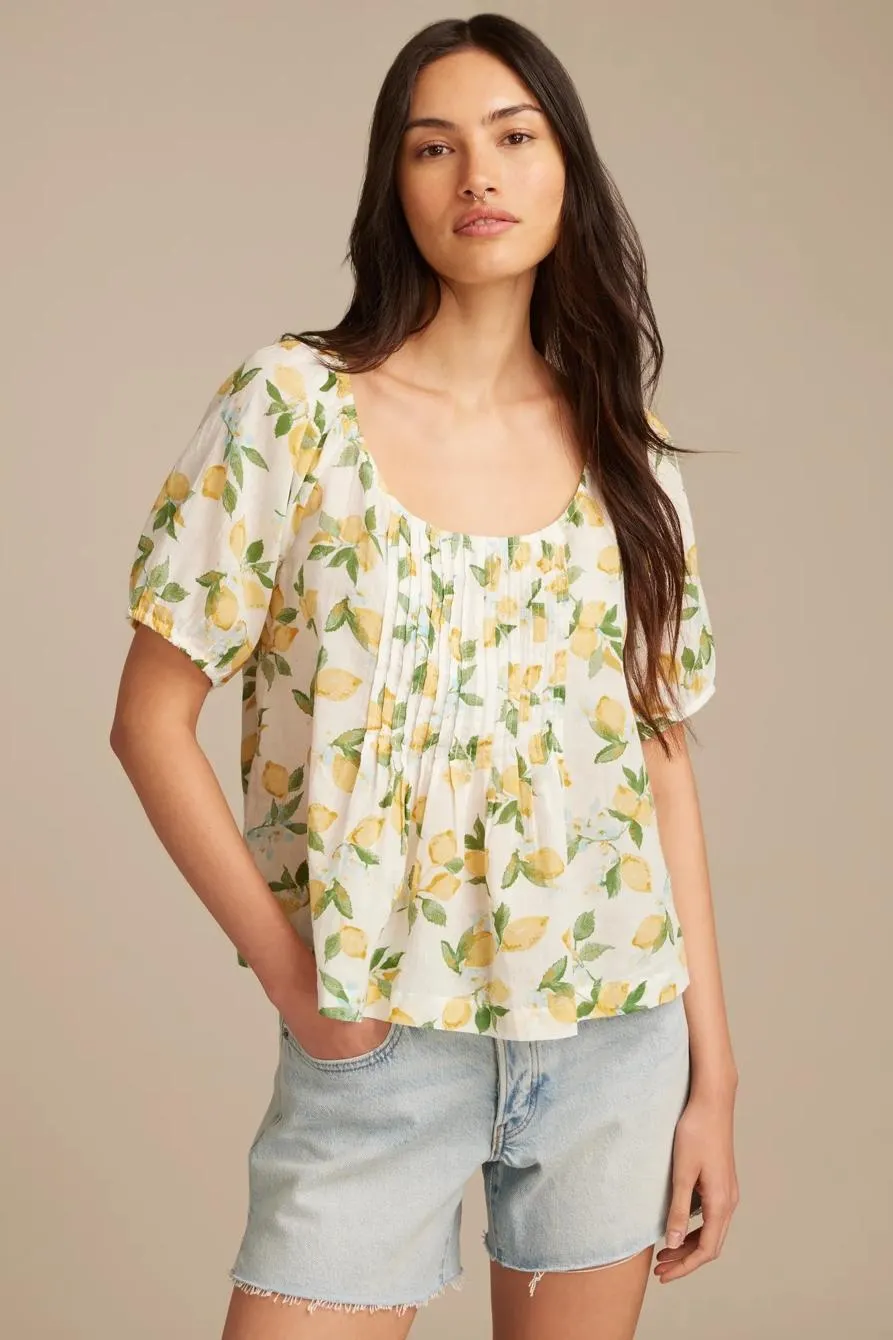 pleated short sleeve top