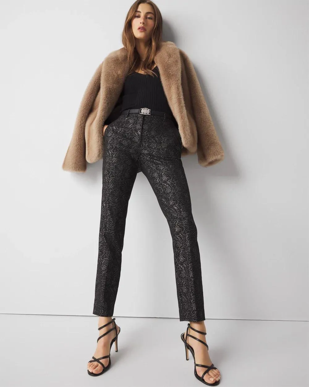 WHBM ® Elle Slim Ankle Jacquard Pant