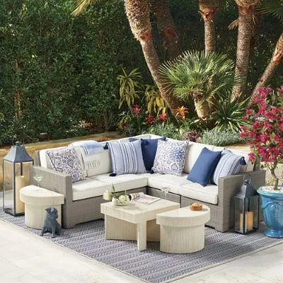 Small Palermo Modular Seating Collection in Dove Wicker