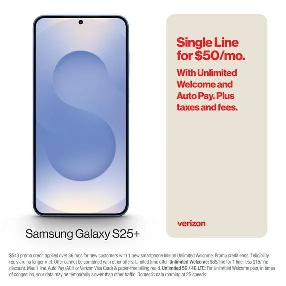 Verizon Samsung Galaxy S25 Plus Navy 256 GB