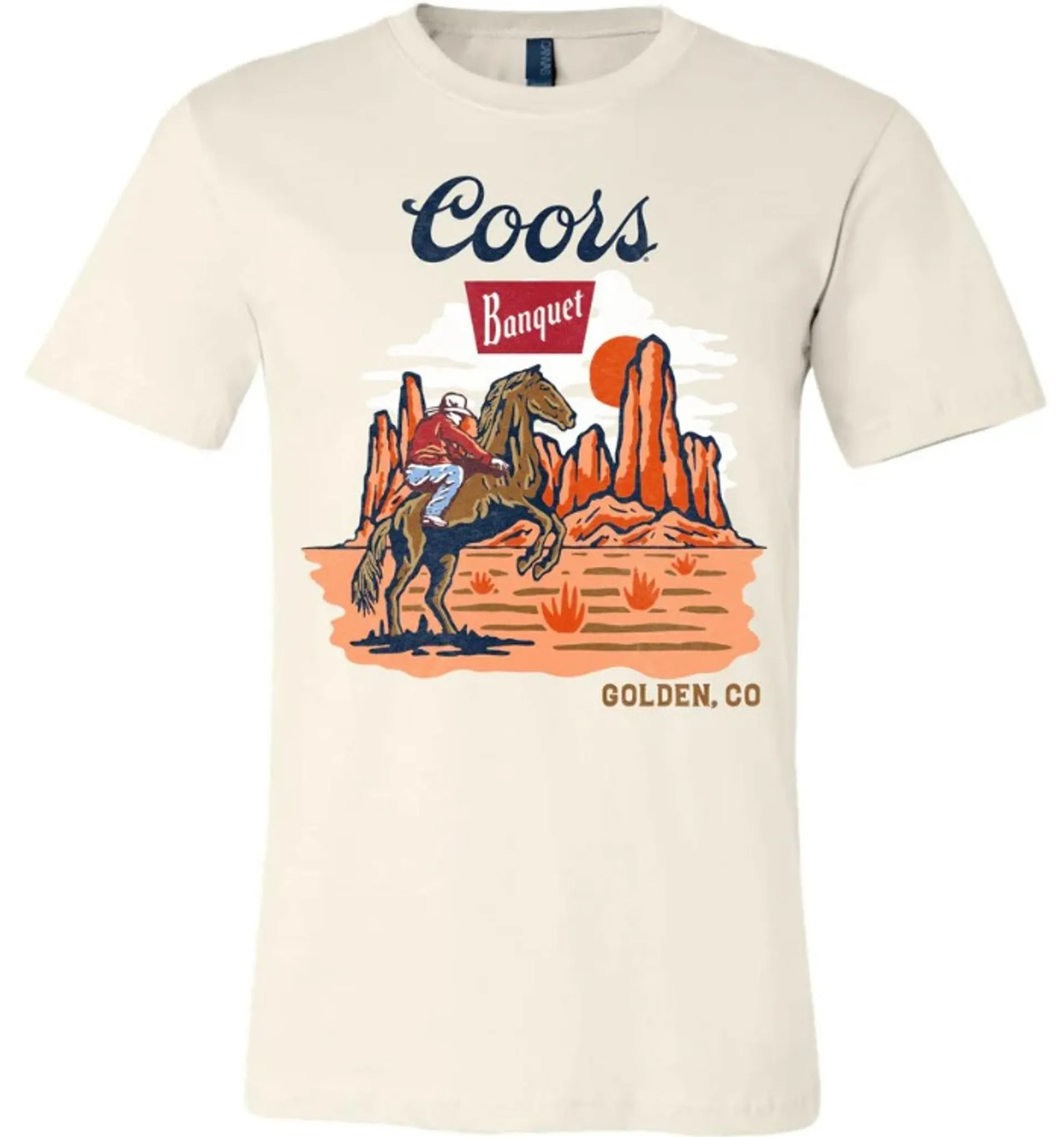 Brew City Beer Gear Men's Brown Coors Bronc & Rider Graphic Short Sleeve Shirt