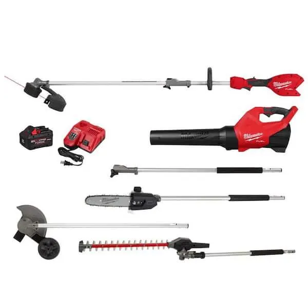 M18 FUEL 18V 16 in. Brushless Cordless QUIK-LOK String Trimmer/Blower Combo Kit w/ Pole Saw, Hedge, Edger, 3ft Extension