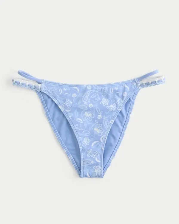 Crochet-Style Mixed High-Leg Cheeky Bikini Bottom