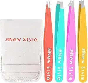 Professional Stainless Steel Tweezers Set, Multicolored Combo Pack, with Travel Case (With Possible Surprise Bonus!)