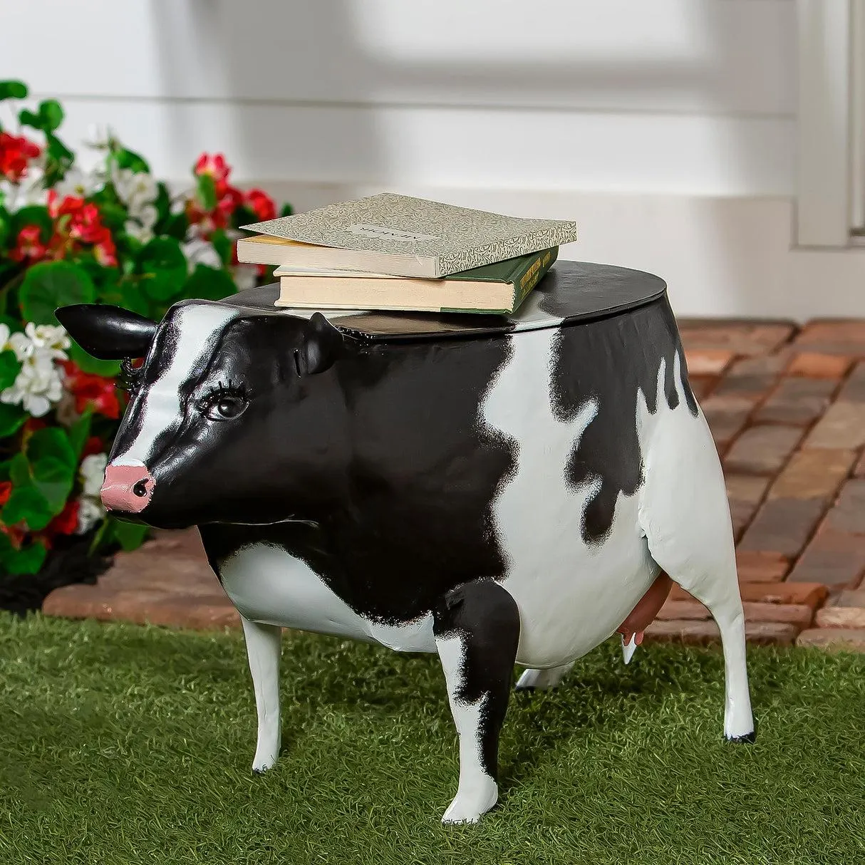 Recycled Metal Cow Table With Storage