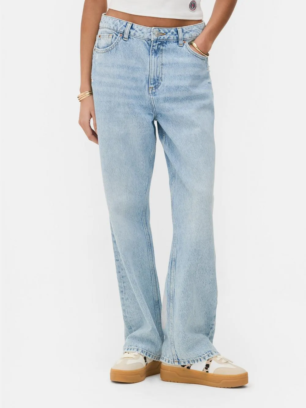 Paula Echevarría Straight Leg Distressed Jeans