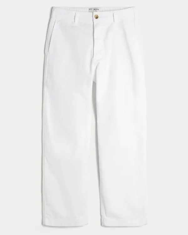 Linen-Blend Flex-Waist Baggy Pants