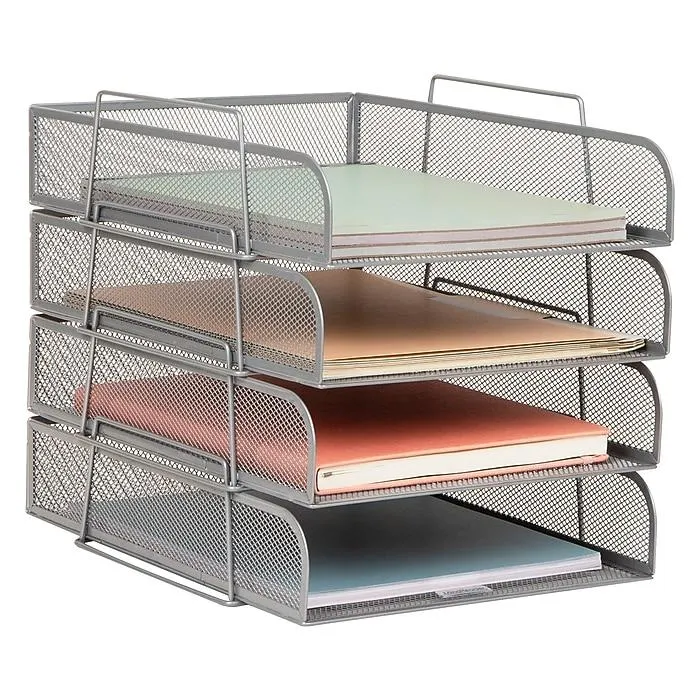 Mind Reader Metal Front Loading Stackable Letter Tray,