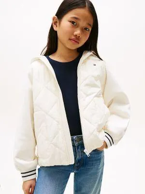 Kids' Mixed Media Hooded Quilted Jacket