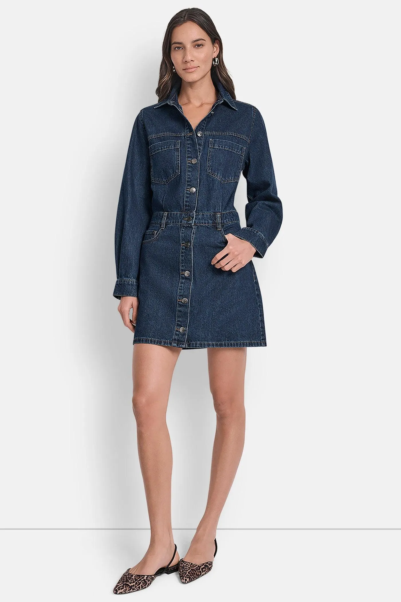 DENIM MINI SHIRT DRESS