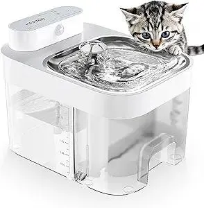 Cat Water Fountain, Wastewater Separation & No Filter Cotton, Pet Water Dispenser with 101oz/3L Large Capacity Tank, Wireless Automatic Water Fountains for Cats Indoor Cat Watering Supplies