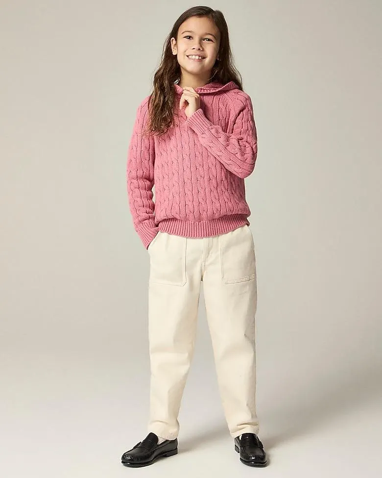 Kids' cotton cable-knit pullover hoodie