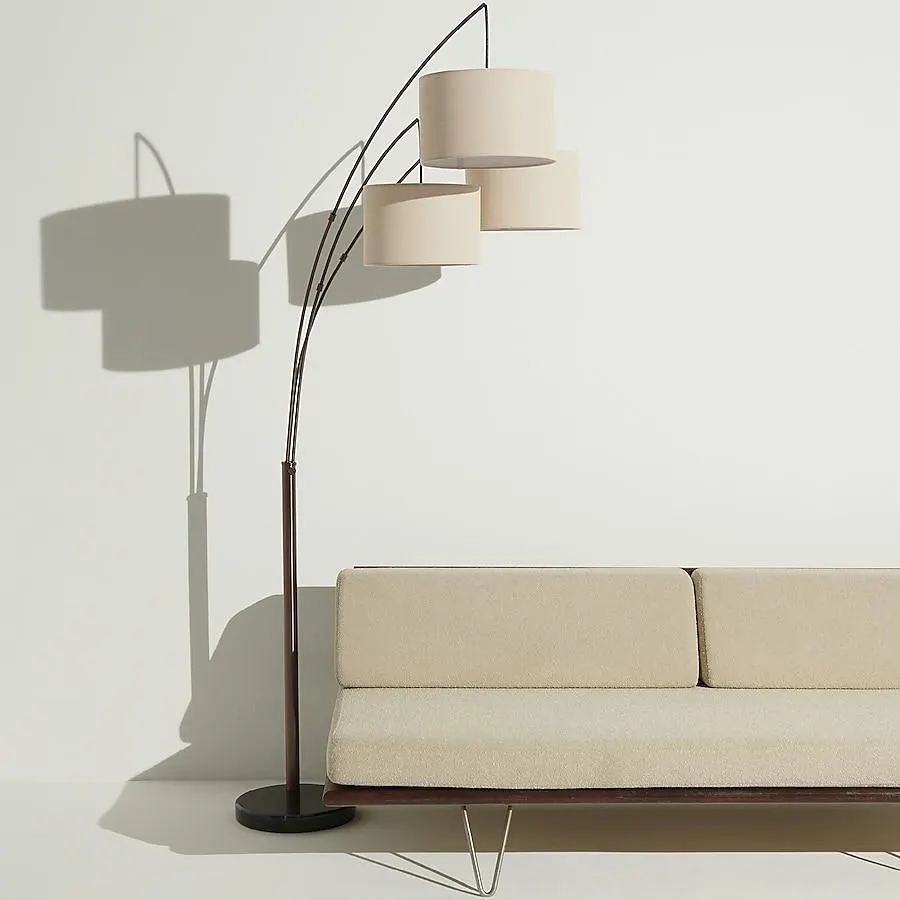 Brightech 84-in Oil Brushed Bronze Multi-head Floor Lamp with Fabric Shade