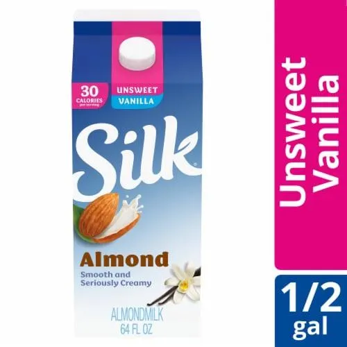 Silk Dairy Free Unsweetened Vanilla Almond Milk Half Gallon