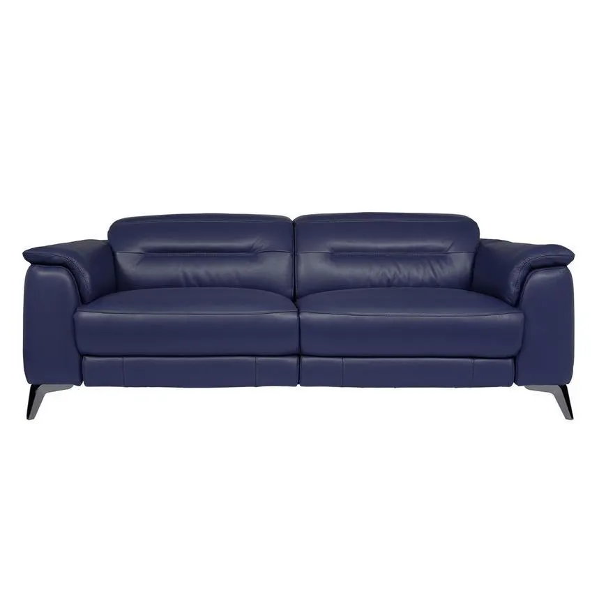 Anabel Blue Leather Power Reclining Sofa