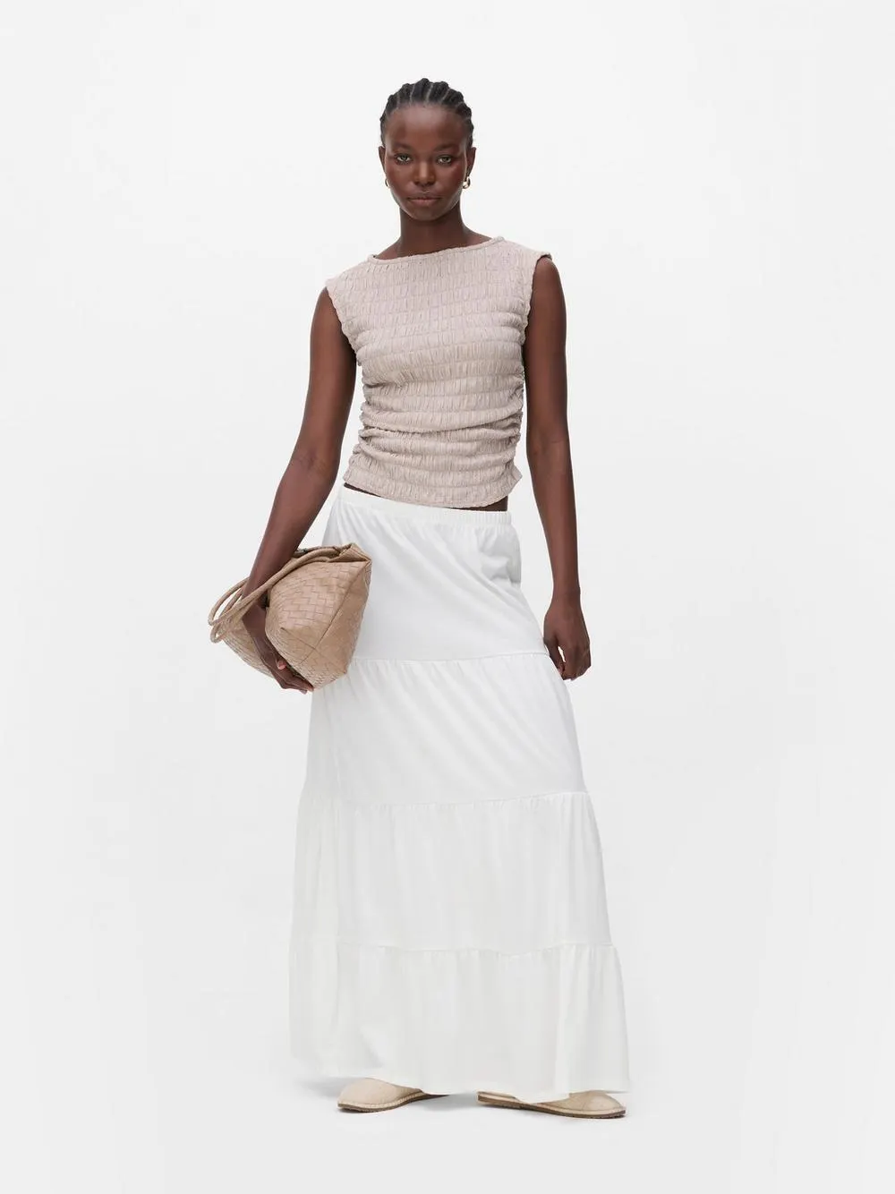 Cotton Tiered Maxi Skirt