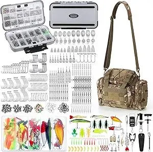 Sosation 482 Pcs Fishing Tool Kit with Backpack Fishing Accessories for Adults,tackle Box with Tackle Included Lures Hooks Sinkers Tools Accessories Kit Gifts for Men Women(Camouflage Color)