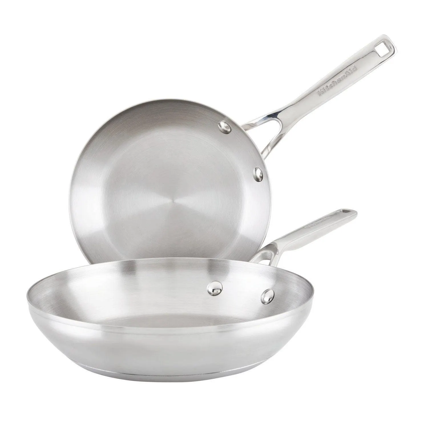 KitchenAid 3 Ply Base Stainless Steel Cookware Induction 2-Piece Fry Pans Set, Brushed Stainless Steel