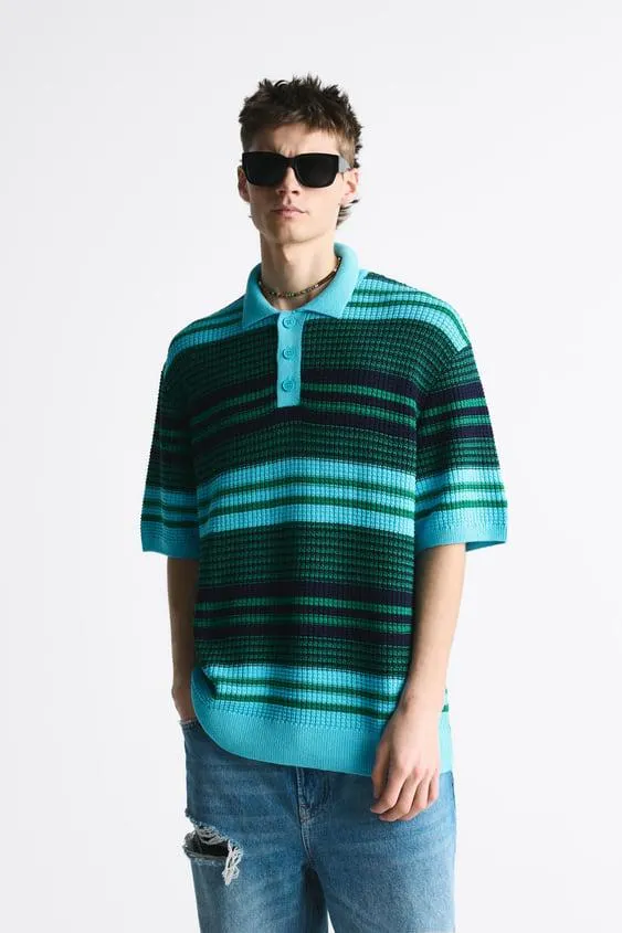 STRIPED KNIT POLO
