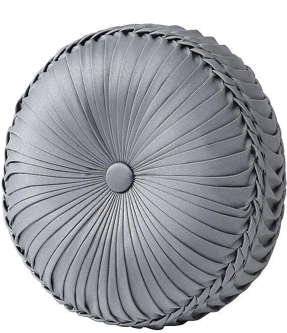 Sondra Woven Button-Tufted Round Pillow