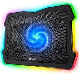 KLIM Ultimate - RGB Laptop Cooling Pad with LED Rim - New - Gaming Laptop Cooler - USB Powered Fan - Very Stable and Silent Laptop Stand - Compatible up to 17" - PC Mac PS5 PS4 Xbox One