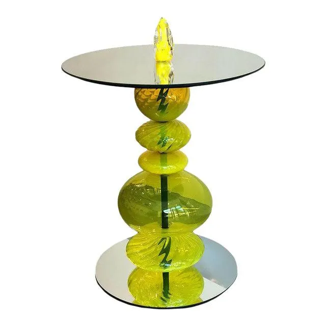 Abacus Glass Tea Table by the Drawing Room Atl in Finish Canary Yellow - Size: Tall / Gueridon - Modern Sofa Table in Colorful Yellow Glass