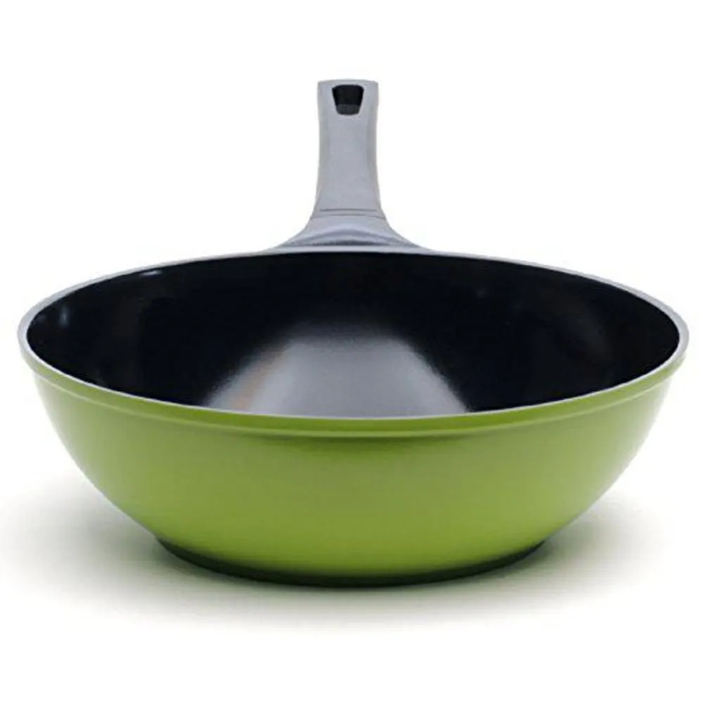 ozeri 12" green earth wok smooth ceramic non-stick coating (100% ptfe and pfoa free), 12-inch