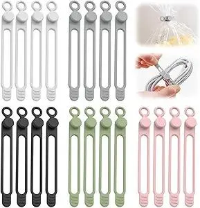 Data Cable Organizer, 2025 New Silicone Cable Ties Reusable Cable Management Organizer for Bundling and Fastening Cable Cords Wires (20)