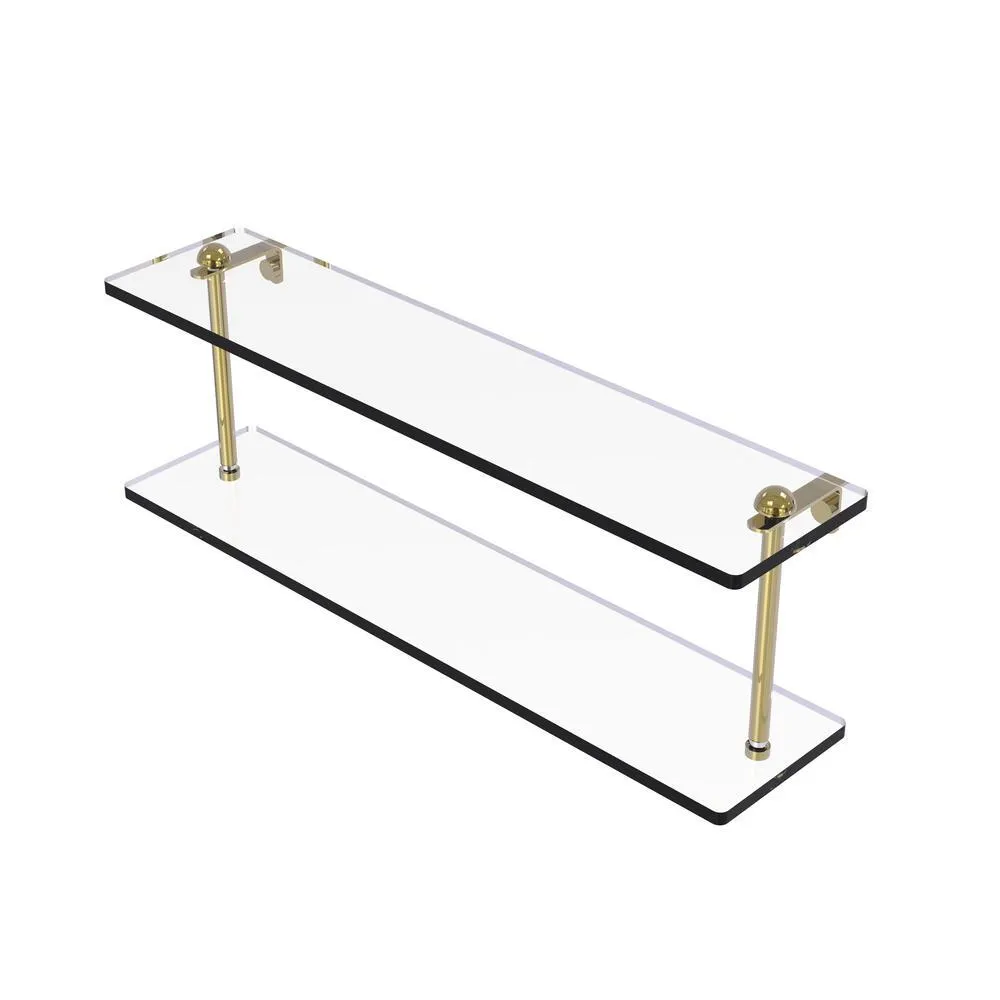Allied Brass Regal 22" Unlacquered Brass 2-Tier Glass Bathroom Shelf