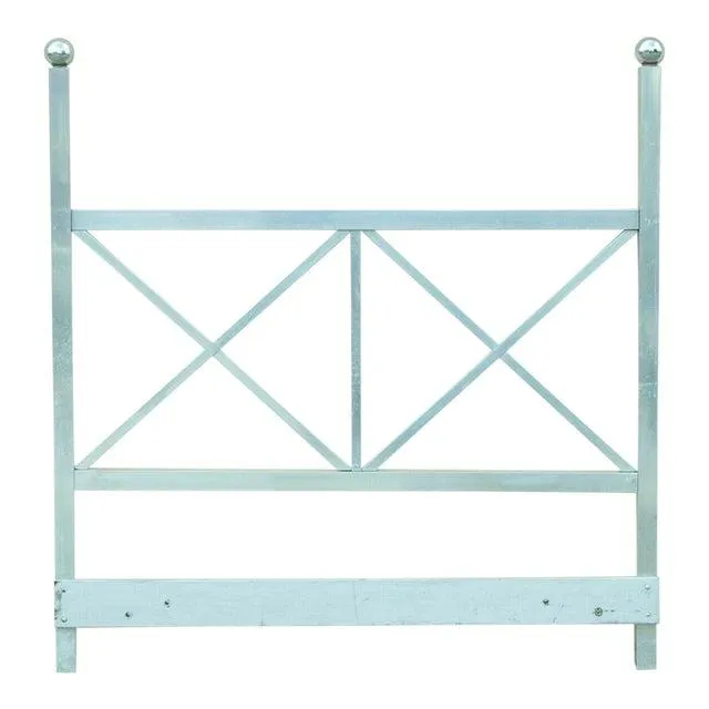 Mid Century Modern Aluminum Metal Queen Size Bed Headboard Finial Post X-Frame