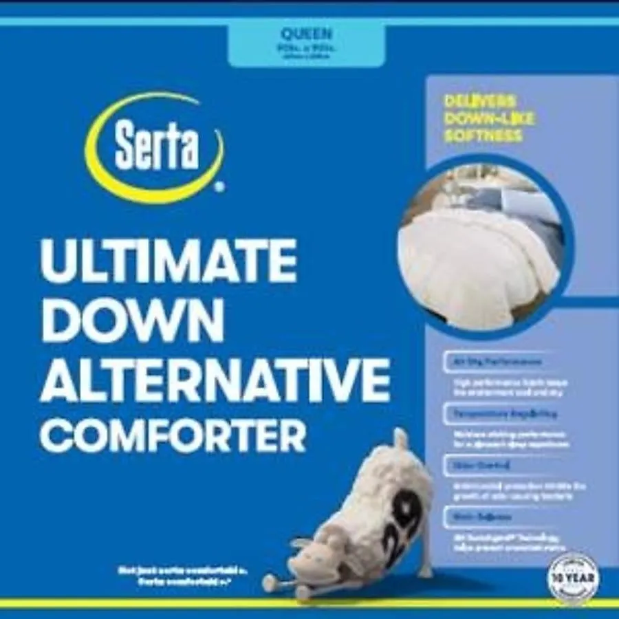 Serta White Solid Full/Queen Comforter with ( Down Alternative Fill )