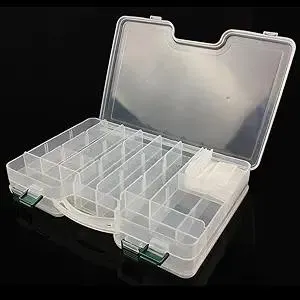 2 Sided Fishing Tackle Box: 44 Compartments Large Fishing Lure Storage Box with Dividers (White)