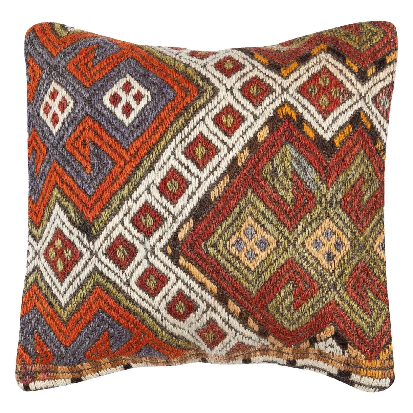 16"x16" Traditional Cushion Cover. Handmade Rug Pillow. Turkish Accent Pillow