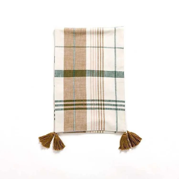 Hunter Green and Tan Plaid Table Runner
