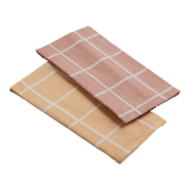 Dyed Yarn Windowpane Woven Kitchen Towel