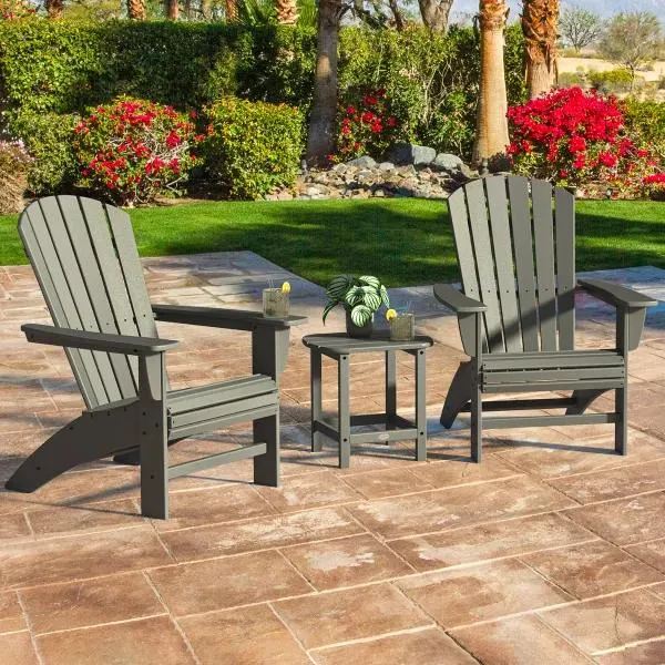 POLYWOOD Portside 3-piece Outdoor Patio Shellback Adirondack Set