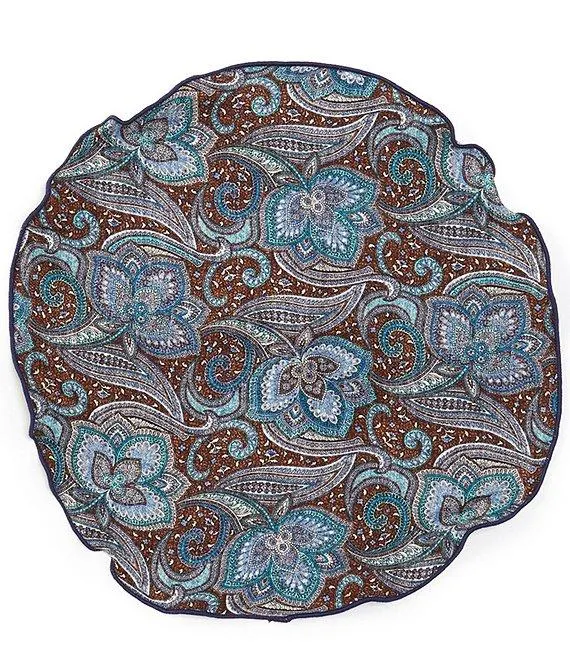 Muted Paisley Reversible Silk Pocket Circle