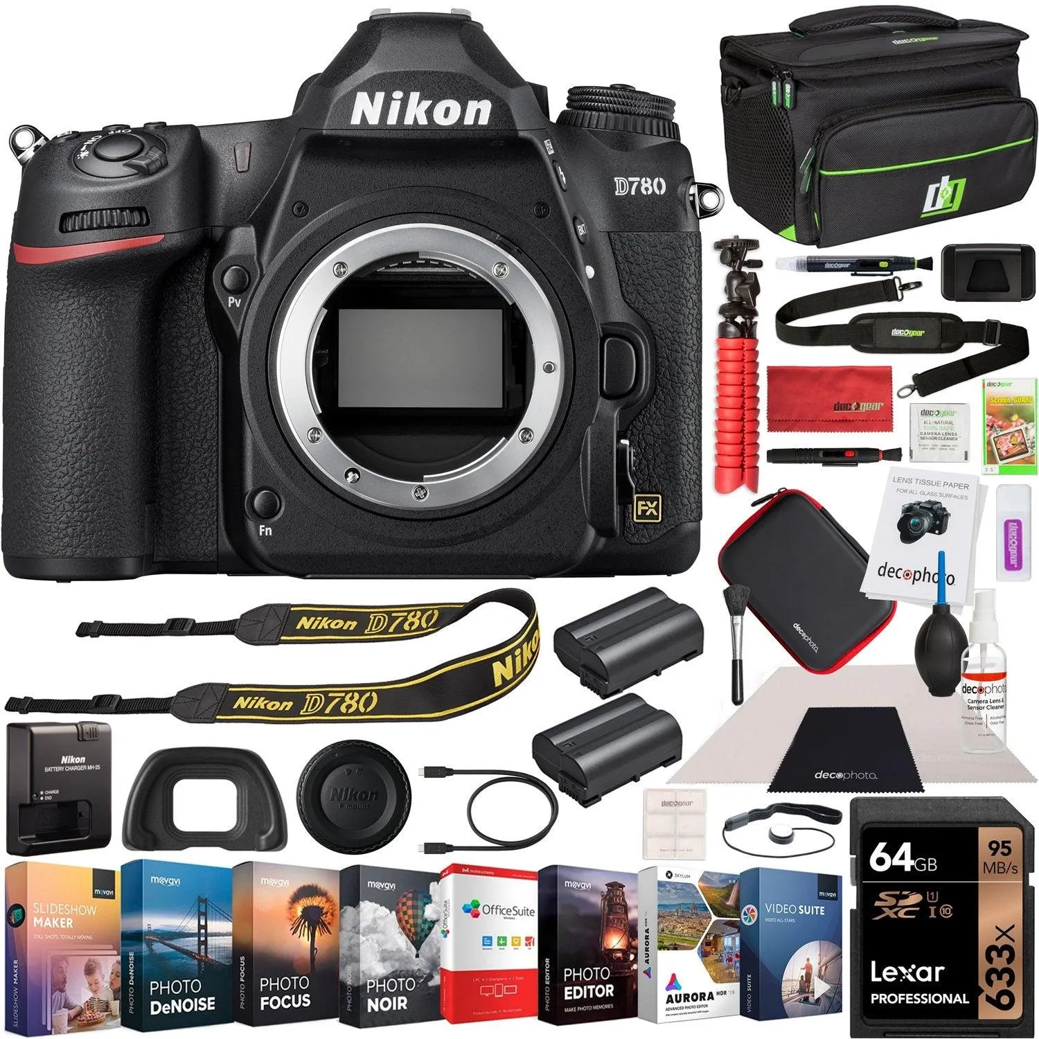 Nikon D780 Full Frame DSLR Digital SLR 4K FX Format Camera Body Bundle + Software Kit