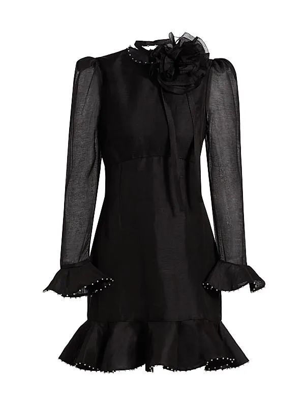 Crush Flower Appliqué Minidress