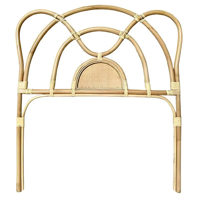 Mid-Century Bamboo and Rattan Single Headboard Bed, 1960s