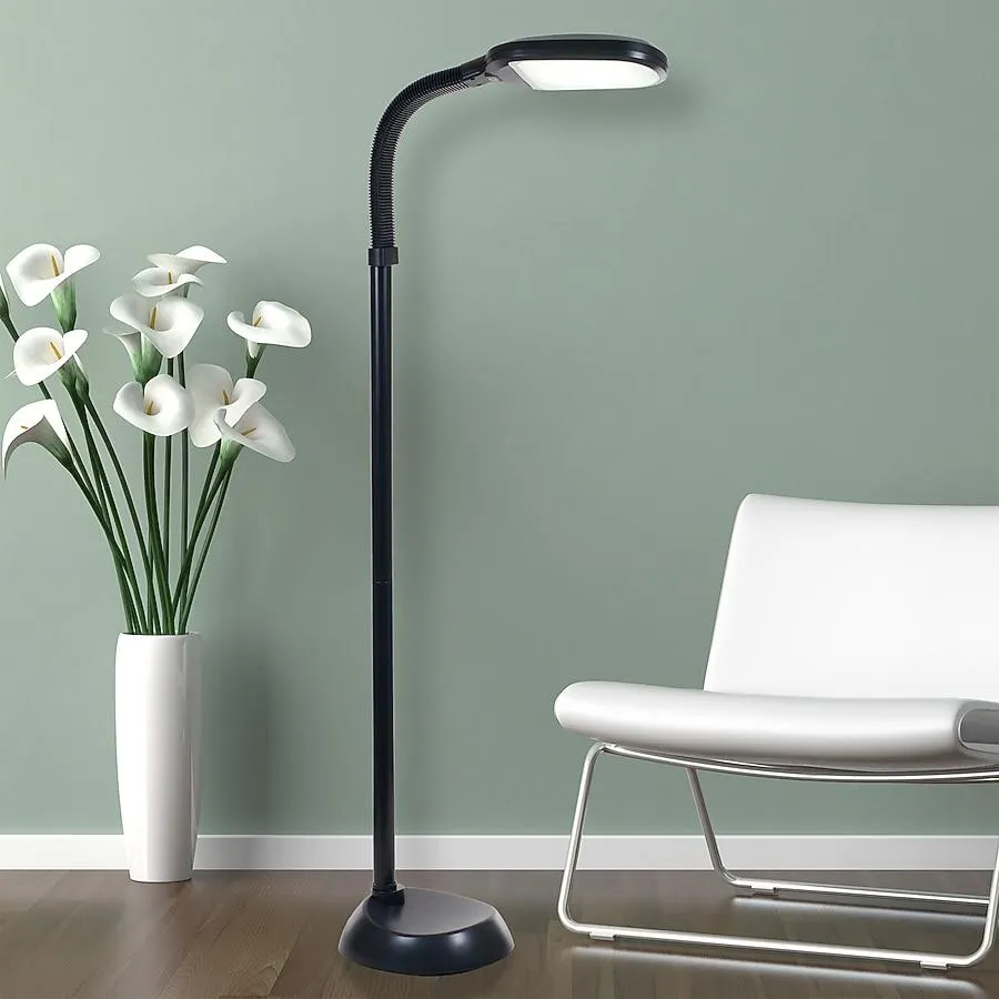 Hastings Home Natural Daylight LED Floor Lamp 60-in Black Arc Floor Lamp with No shade Shade