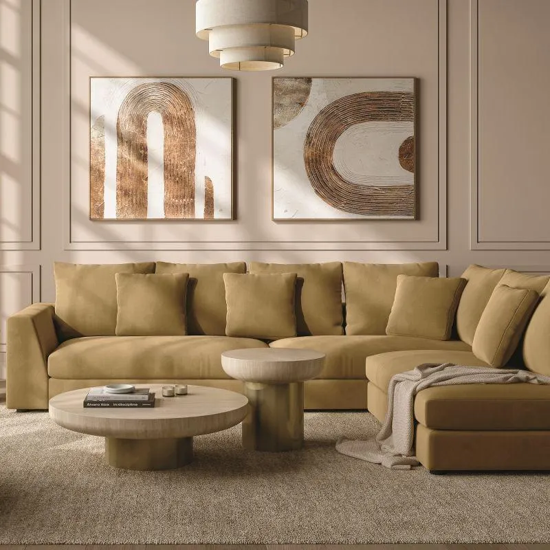 Gianni Sectional Sofa Camel Velvet